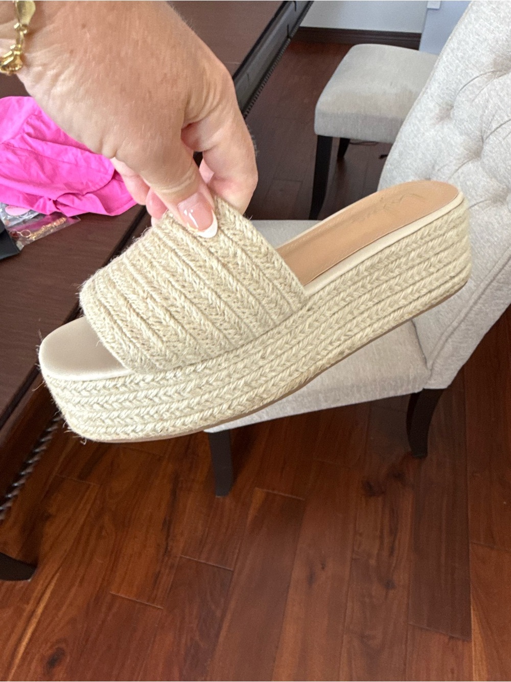 Lulu's Beige Woven Espadrille Platform Slide - Picture 1 of 3